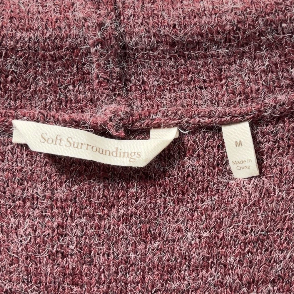 Soft Surroundings Solange Longline Belted Cardigan‎ Sweater Vest Size M Burgundy